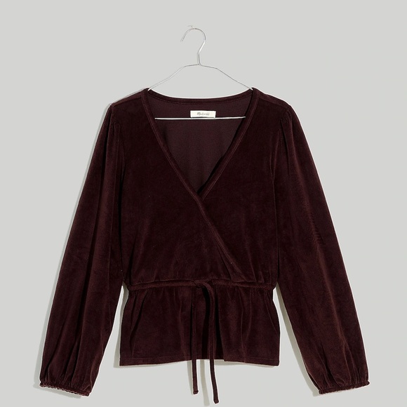 Madewell corduroy tie-front faux-wrap top - Picture 5 of 10